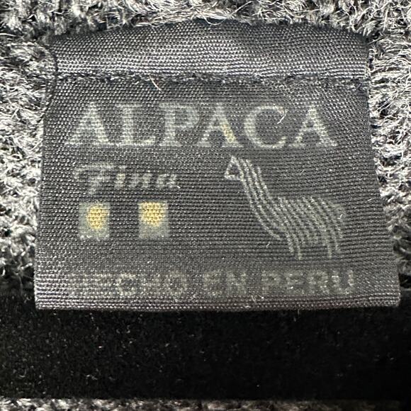 Alpaca Fina Sweater Womens Small Gray Fair Isle Hooded Natural Peru Artisan Boho - Picture 7 of 12